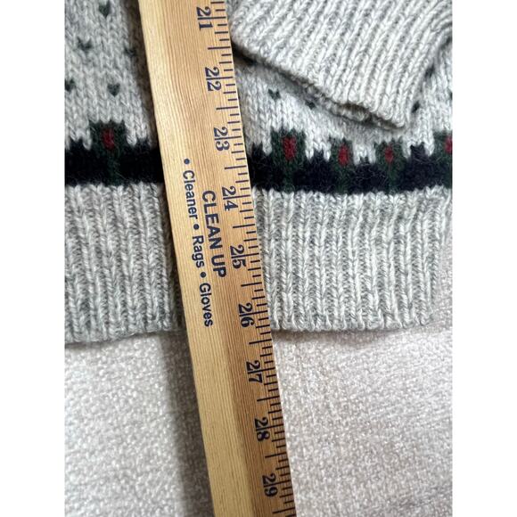 Vintage Woolrich Men’s L Gray Blue Striped Nordic Fair Isle High Neck Pullover - Picture 5 of 8